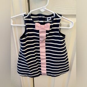 Janie and Jack Striped Navy Dress Pink Bow